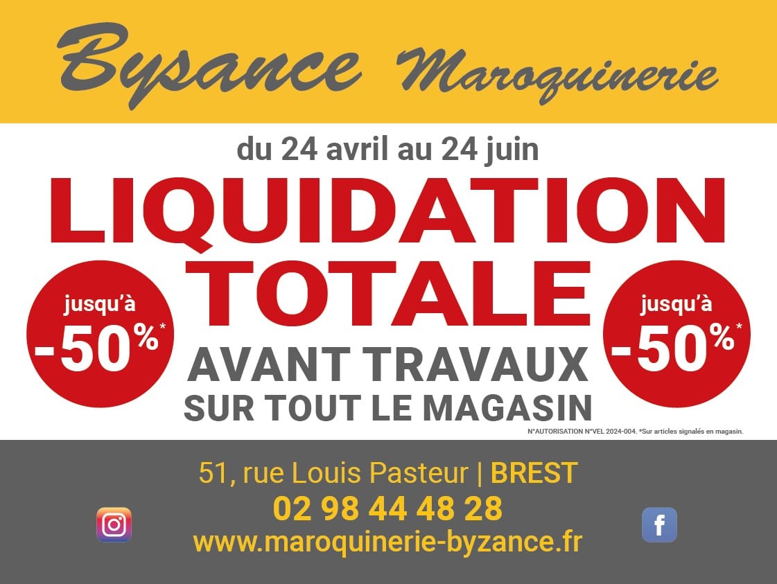 Maroquinerie Bysance Liquidation avant - Quimper Brest